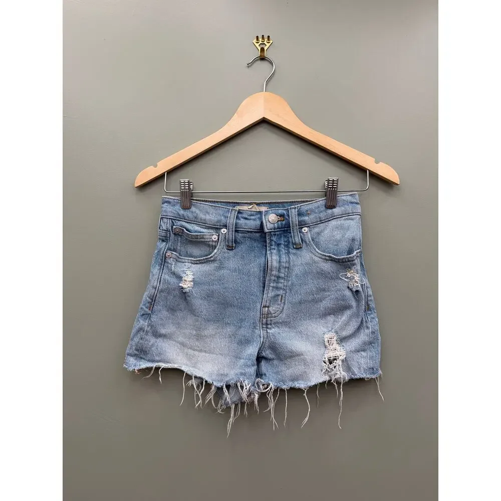 Madewell The Perfect Jean Short Size 24 High Rise Distressed Cut Off Denim